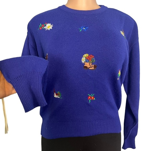 3/$30 🍂 Meister Vintage Purple Knit Embroidered Cottage Core Sweater - Picture 2 of 7